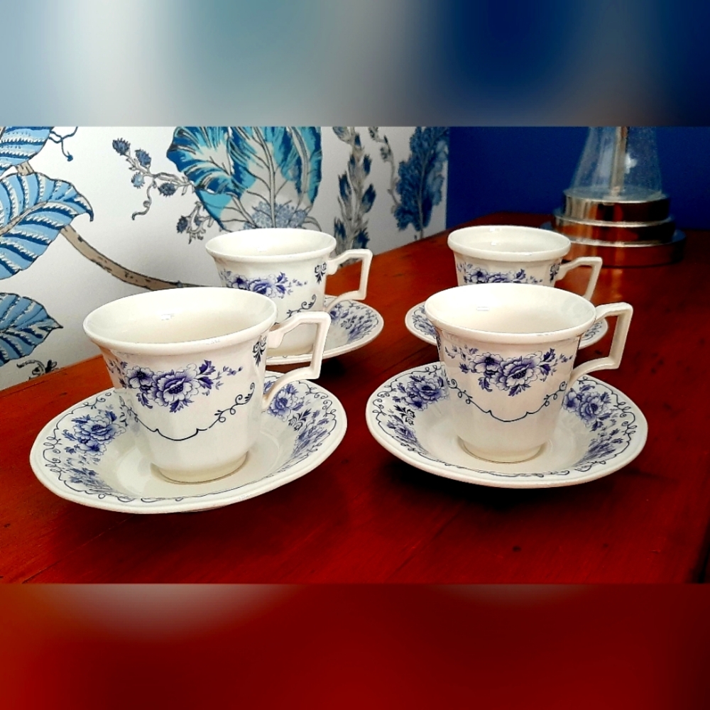 Vintage 1970s Iroquois Clinton Inn Henry Ford Museum Teacup & Saucer Set (4) EUC